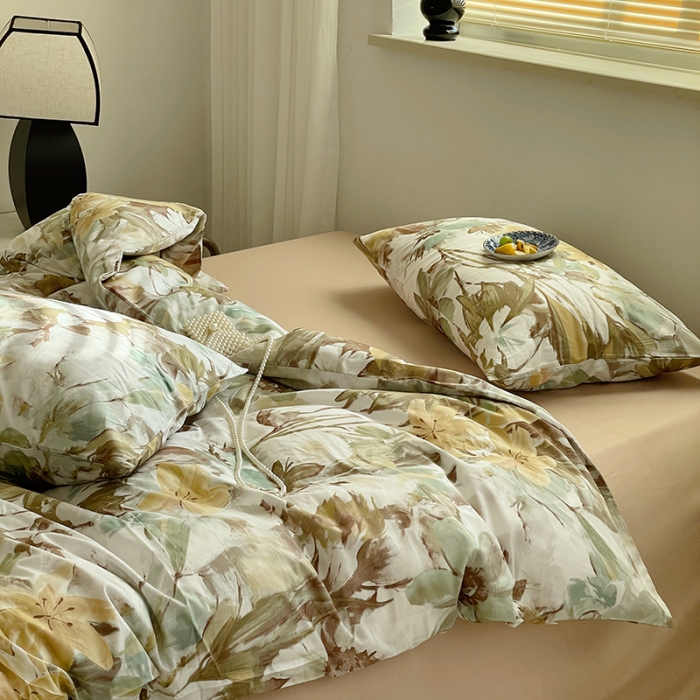 91家纺网 家纺一手货源 找家纺 窝米 2022秋季新品全棉13370花卉系列四件套 疏影