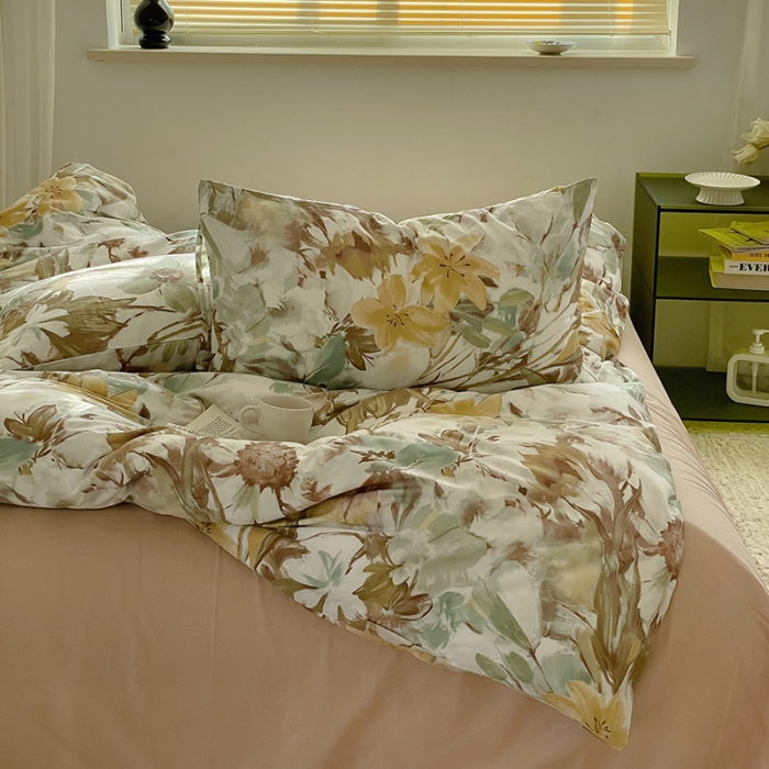 91家纺网 家纺一手货源 找家纺 窝米 2022秋季新品全棉13370花卉系列四件套 疏影