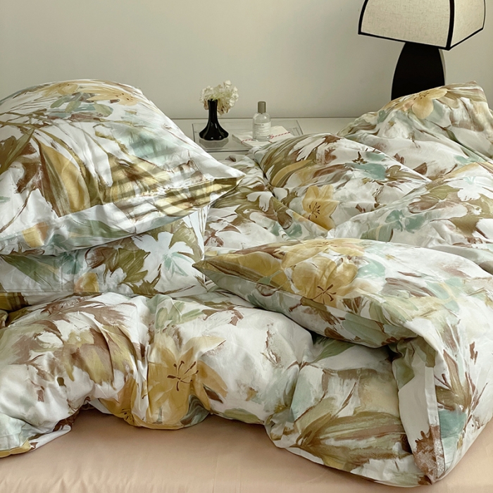 91家纺网 家纺一手货源 找家纺 窝米 2022秋季新品全棉13370花卉系列四件套 疏影