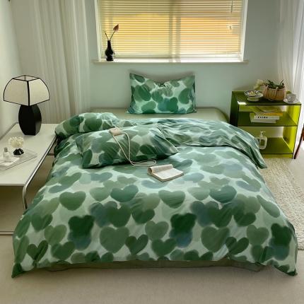 91家纺网 家纺一手货源 找家纺 窝米 2022秋季新品全棉13370简约风系列四件套 莲娜绿