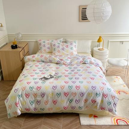 91家纺网 家纺一手货源 找家纺 窝米 2022秋季新品全棉13370简约风系列四件套 洛可可