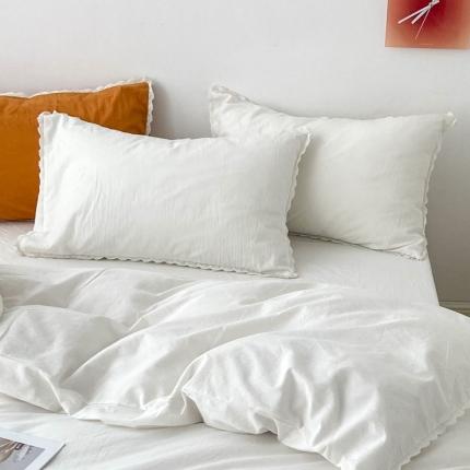 91家纺网 家纺一手货源 找家纺 （总）梦家居 2022韩国花边款色织全棉水洗棉单枕套