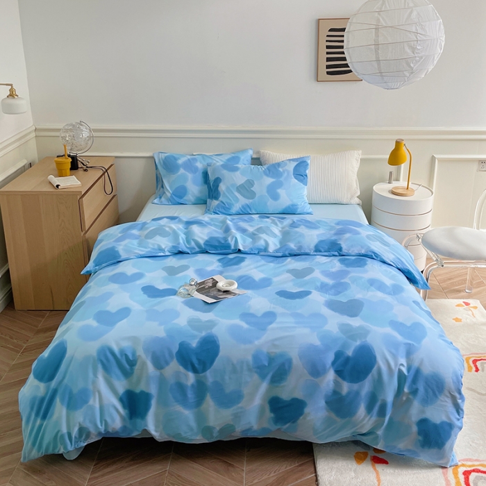 91家纺网 家纺一手货源 找家纺 窝米 2022秋季新品全棉13370简约风系列四件套 莲娜蓝