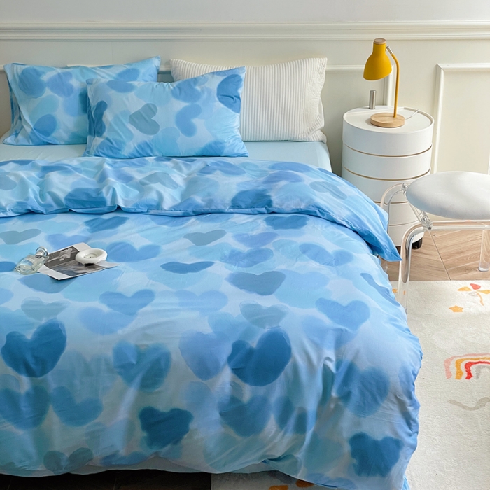 91家纺网 家纺一手货源 找家纺 窝米 2022秋季新品全棉13370简约风系列四件套 莲娜蓝