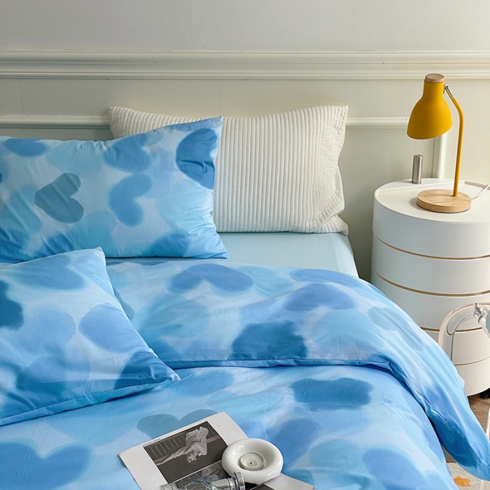 91家纺网 家纺一手货源 找家纺 窝米 2022秋季新品全棉13370简约风系列四件套 莲娜蓝