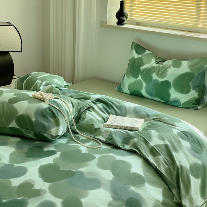 91家纺网 家纺一手货源 找家纺 窝米 2022秋季新品全棉13370简约风系列四件套 莲娜绿