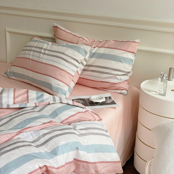 91家纺网 家纺一手货源 找家纺 窝米 2022秋季新品全棉13370简约风系列四件套 莫兰迪