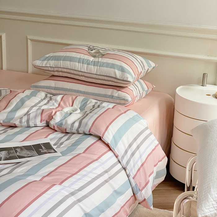 91家纺网 家纺一手货源 找家纺 窝米 2022秋季新品全棉13370简约风系列四件套 莫兰迪