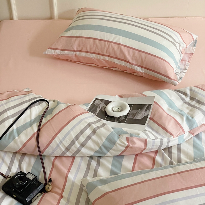 91家纺网 家纺一手货源 找家纺 窝米 2022秋季新品全棉13370简约风系列四件套 莫兰迪