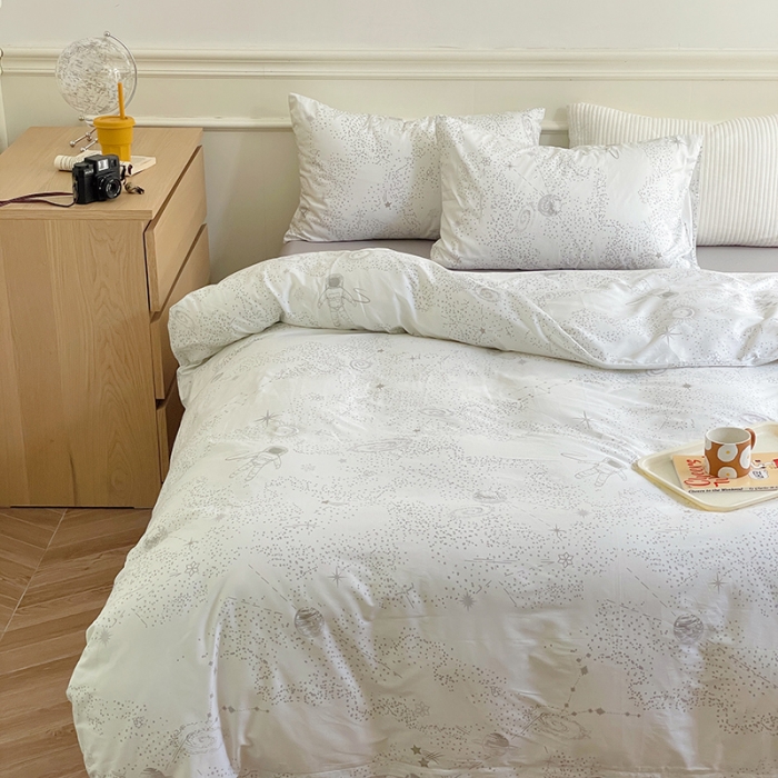 91家纺网 家纺一手货源 找家纺 窝米 2022秋季新品全棉13370简约风系列四件套 星空