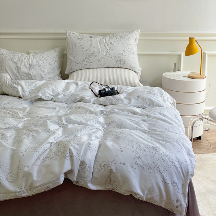 91家纺网 家纺一手货源 找家纺 窝米 2022秋季新品全棉13370简约风系列四件套 星空