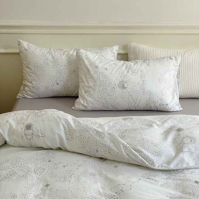 91家纺网 家纺一手货源 找家纺 窝米 2022秋季新品全棉13370简约风系列四件套 星空