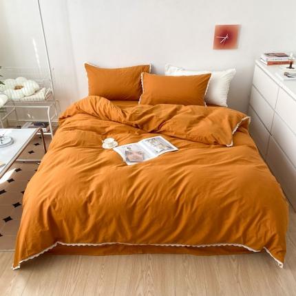 91家纺网 家纺一手货源 找家纺 （总）梦家居 2022韩国花边款色织全棉水洗棉四件套