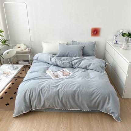 91家纺网 家纺一手货源 找家纺 （总）梦家居 2022韩国花边款色织全棉水洗棉四件套