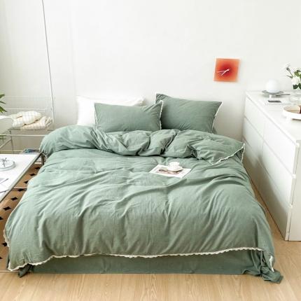 91家纺网 家纺一手货源 找家纺 （总）梦家居 2022韩国花边款色织全棉水洗棉四件套