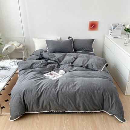 91家纺网 家纺一手货源 找家纺 （总）梦家居 2022韩国花边款色织全棉水洗棉四件套