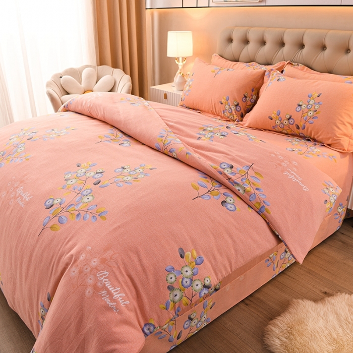 91家纺网 家纺一手货源 找家纺 润淳 2025新款加厚活性磨毛四件套纯棉三件套 爱丽尔 玉