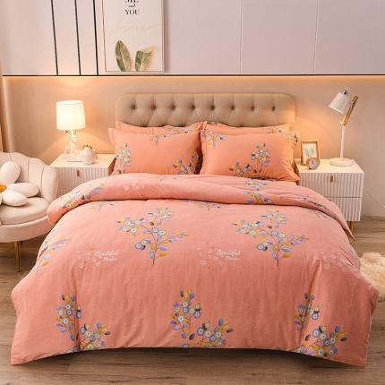 91家纺网 家纺一手货源 找家纺 润淳 2025新款加厚活性磨毛四件套纯棉三件套 爱丽尔 玉