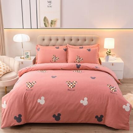 润淳 2025新款加厚活性磨毛四件套纯棉三件套 快乐童年