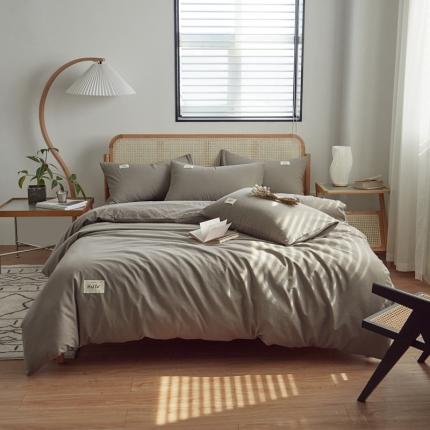 ab家纺 2022新款全棉水洗棉四件套（格子+素色） 浅灰