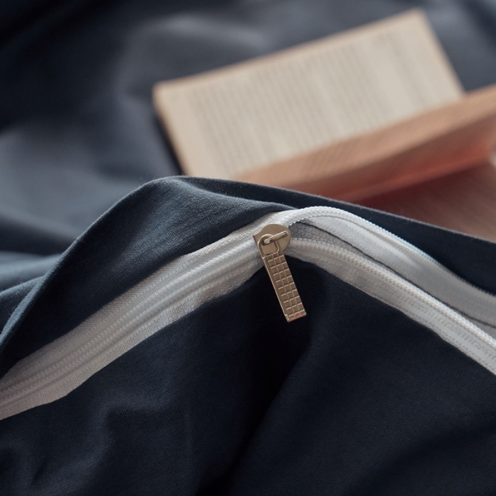 91家纺网 家纺一手货源 找家纺 ab家纺 2022新款全棉水洗棉四件套（格子+素色） 绅士灰