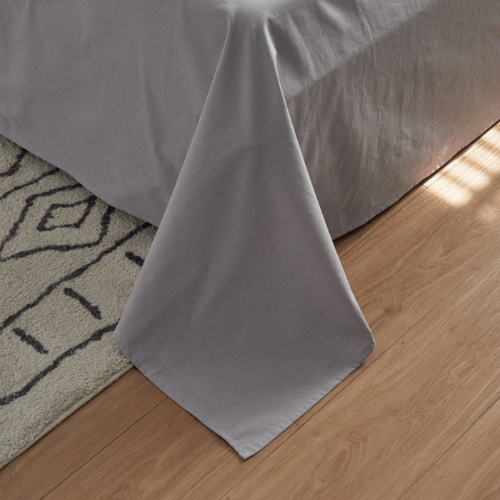 91家纺网 家纺一手货源 找家纺 ab家纺 2022新款全棉水洗棉四件套（格子+素色） 紫灰