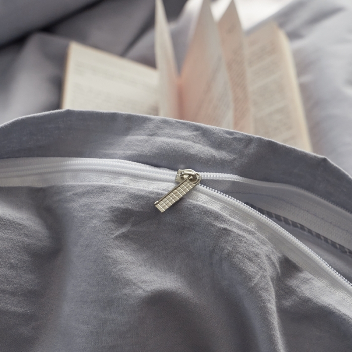 91家纺网 家纺一手货源 找家纺 ab家纺 2022新款全棉水洗棉四件套（格子+素色） 紫灰