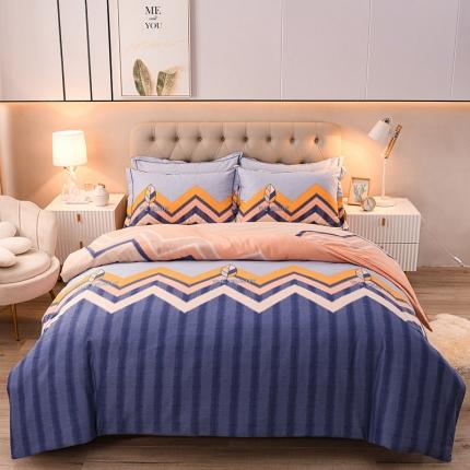 91家纺网 家纺一手货源 找家纺 润淳 2025新款加厚活性磨毛四件套纯棉三件套 律动 紫