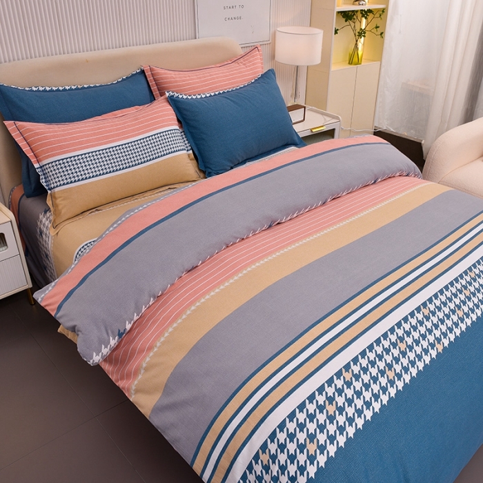 91家纺网 家纺一手货源 找家纺 润淳 2025新款加厚活性磨毛四件套纯棉三件套 摩登都市 粉