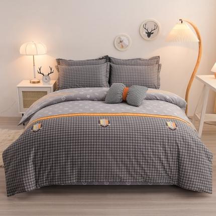 91家纺网 家纺一手货源 找家纺 润淳 2025新款加厚活性磨毛四件套纯棉三件套 欧典风尚灰