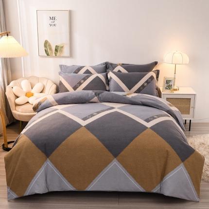 91家纺网 家纺一手货源 找家纺 润淳 2025新款加厚活性磨毛四件套纯棉三件套 品格  灰