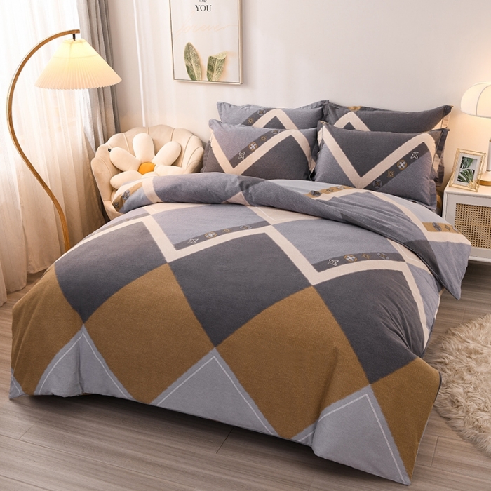 91家纺网 家纺一手货源 找家纺 润淳 2025新款加厚活性磨毛四件套纯棉三件套 品格  灰