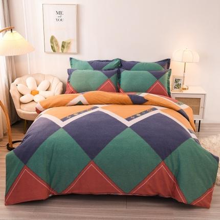 91家纺网 家纺一手货源 找家纺 润淳 2025新款加厚活性磨毛四件套纯棉三件套 品格 酒红