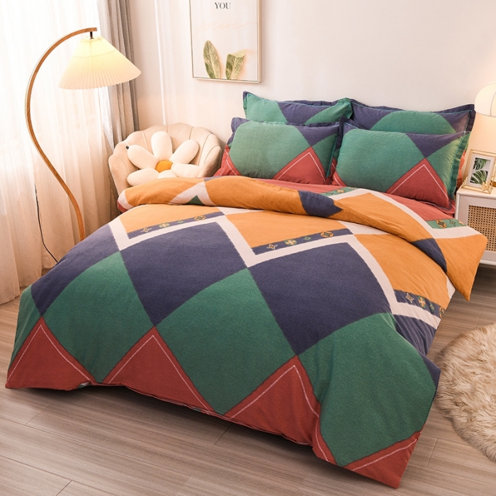 91家纺网 家纺一手货源 找家纺 润淳 2025新款加厚活性磨毛四件套纯棉三件套 品格 酒红