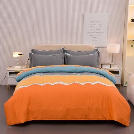 91家纺网 家纺一手货源 找家纺 润淳 2025新款加厚活性磨毛四件套纯棉三件套 惬意时光 桔