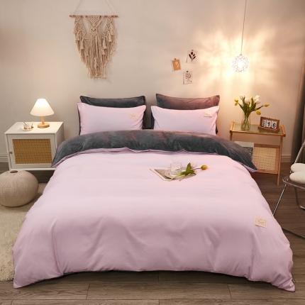 91家纺网 家纺一手货源 找家纺 啊雅家居 2025新款水洗棉加绒单面绒被套 暖粉加牛奶绒