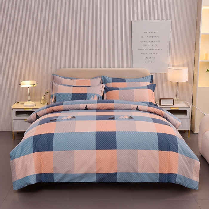 91家纺网 家纺一手货源 找家纺 润淳 2025新款加厚活性磨毛四件套纯棉三件套 小鹿格韵 桔