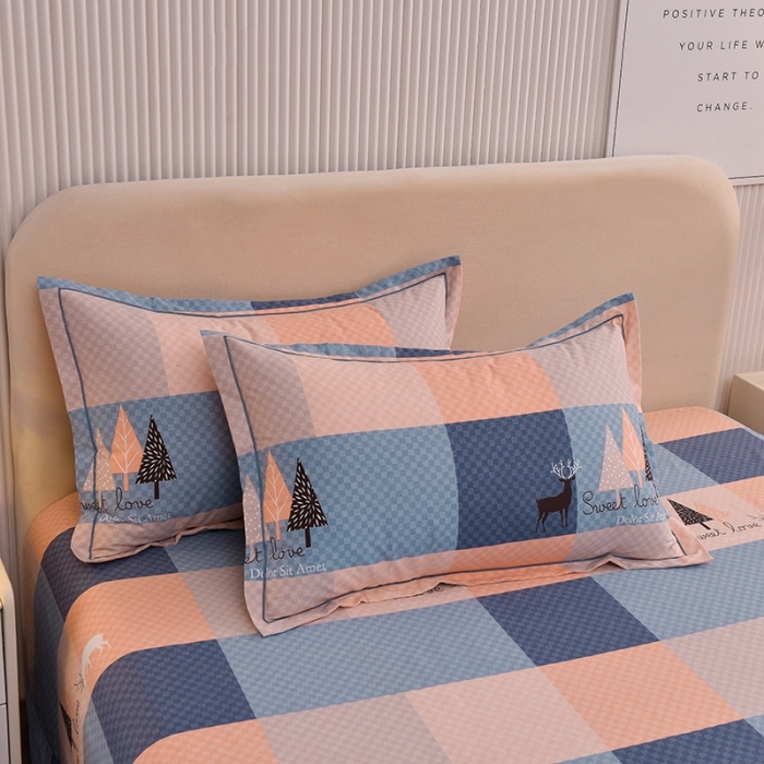 91家纺网 家纺一手货源 找家纺 润淳 2025新款加厚活性磨毛四件套纯棉三件套 小鹿格韵 桔