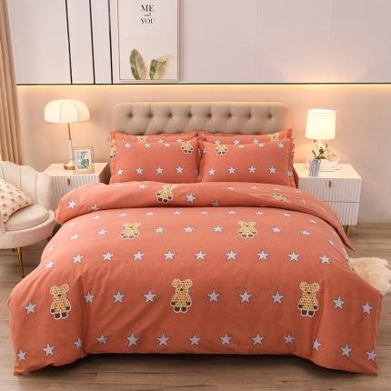 91家纺网 家纺一手货源 找家纺 润淳 2025新款加厚活性磨毛四件套纯棉三件套 小王子桔