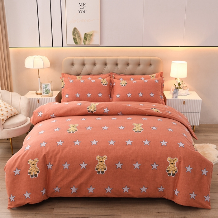 91家纺网 家纺一手货源 找家纺 润淳 2025新款加厚活性磨毛四件套纯棉三件套 小王子桔