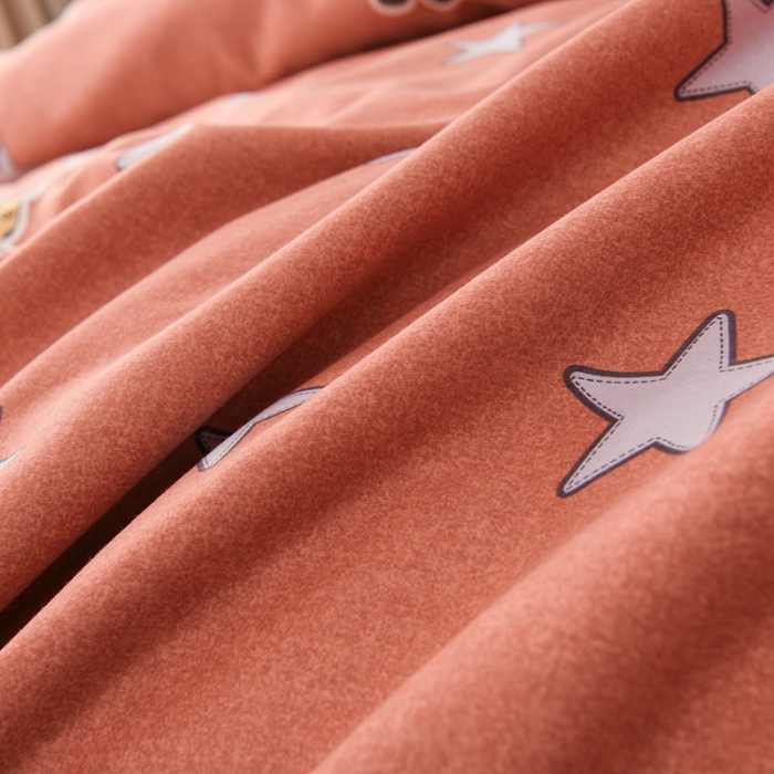 91家纺网 家纺一手货源 找家纺 润淳 2025新款加厚活性磨毛四件套纯棉三件套 小王子桔