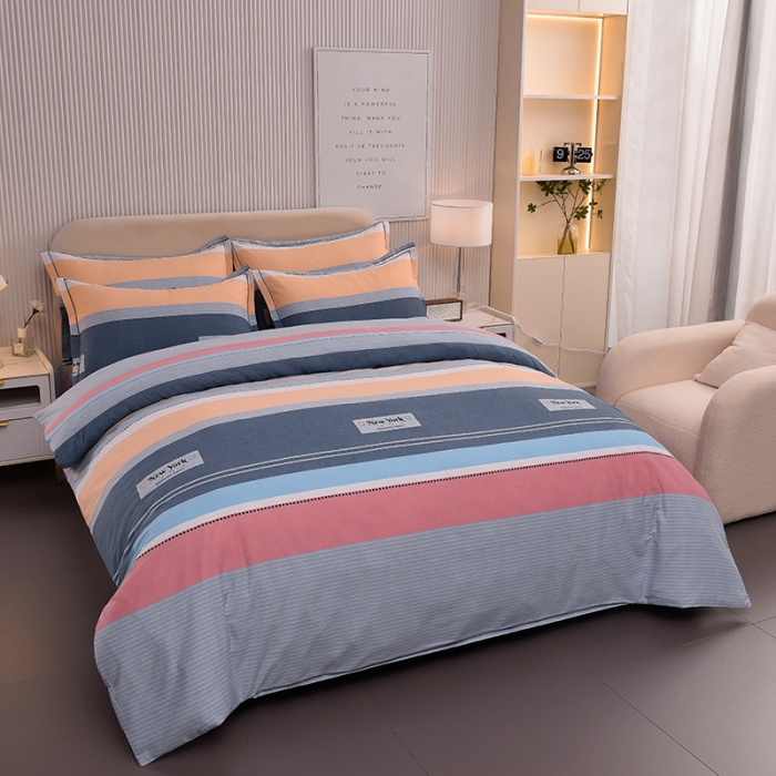 91家纺网 家纺一手货源 找家纺 润淳 2025新款加厚活性磨毛四件套纯棉三件套 炫彩时光