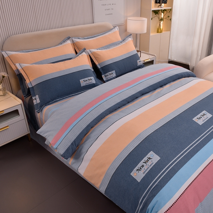 91家纺网 家纺一手货源 找家纺 润淳 2025新款加厚活性磨毛四件套纯棉三件套 炫彩时光