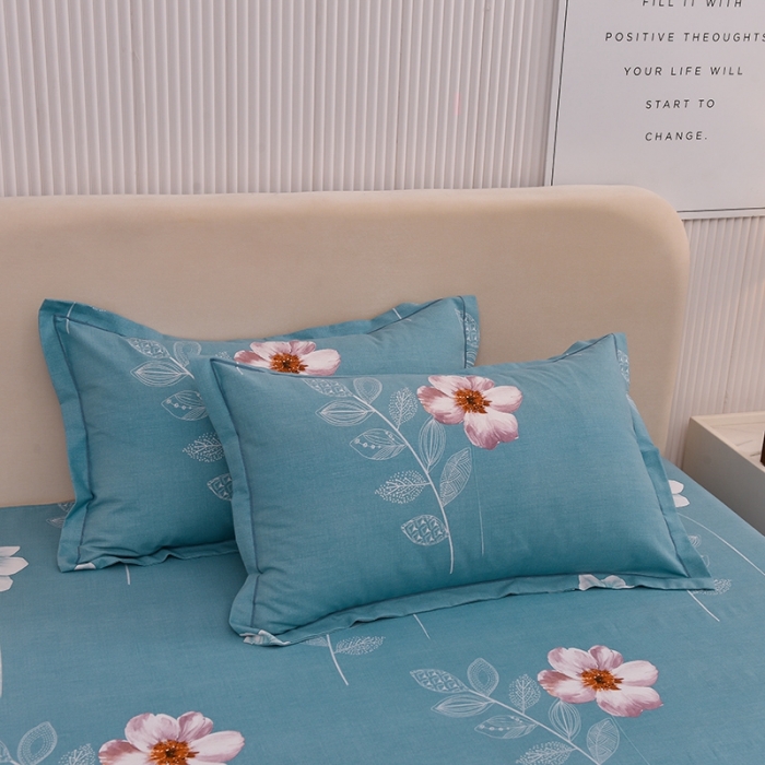 91家纺网 家纺一手货源 找家纺 润淳 2025新款加厚活性磨毛四件套纯棉三件套 叶韵飞舞 兰