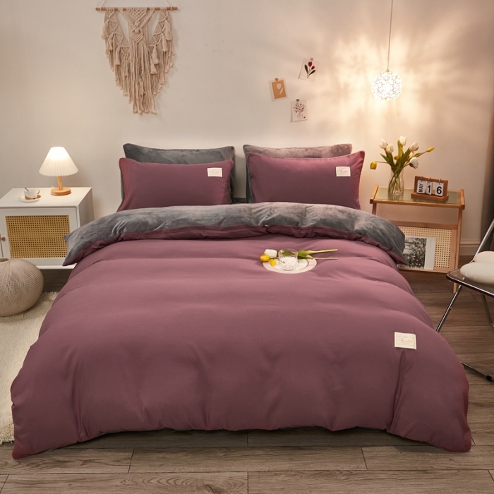 91家纺网 家纺一手货源 找家纺 啊雅家居 2025新款水洗棉加绒单面绒被套 暖酱加牛奶绒