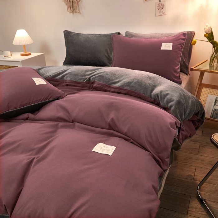 91家纺网 家纺一手货源 找家纺 啊雅家居 2025新款水洗棉加绒单面绒被套 暖酱加牛奶绒