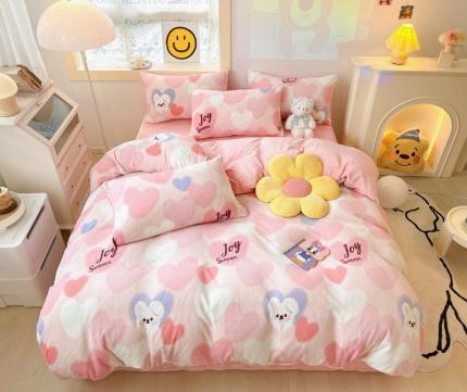 91家纺网 家纺一手货源 找家纺 （总）金爱家 2023新款直播印花小清新牛奶绒四件套