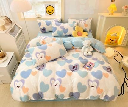 91家纺网 家纺一手货源 找家纺 （总）金爱家 2023新款直播印花小清新牛奶绒四件套