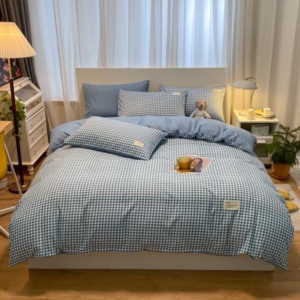 91家纺网 家纺一手货源 找家纺 （总）水墨江南2023新款复古格子系列四件套-第二套图