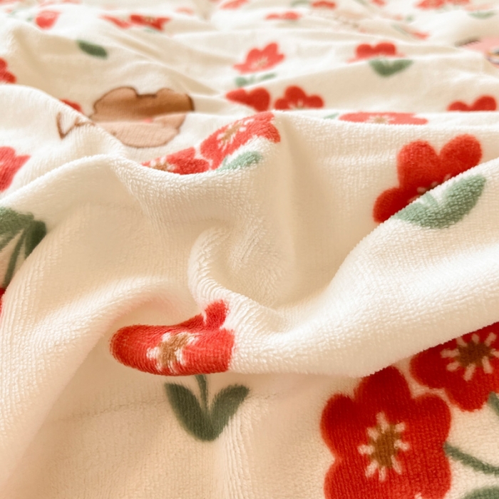 91家纺网 家纺一手货源 找家纺 金爱家 2023新款牛奶绒小清新四件套 花开四季